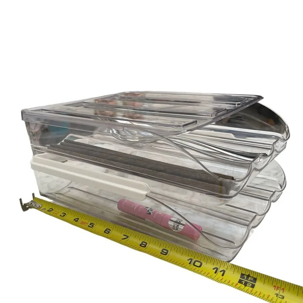 2 layers transparent storage containers for home office